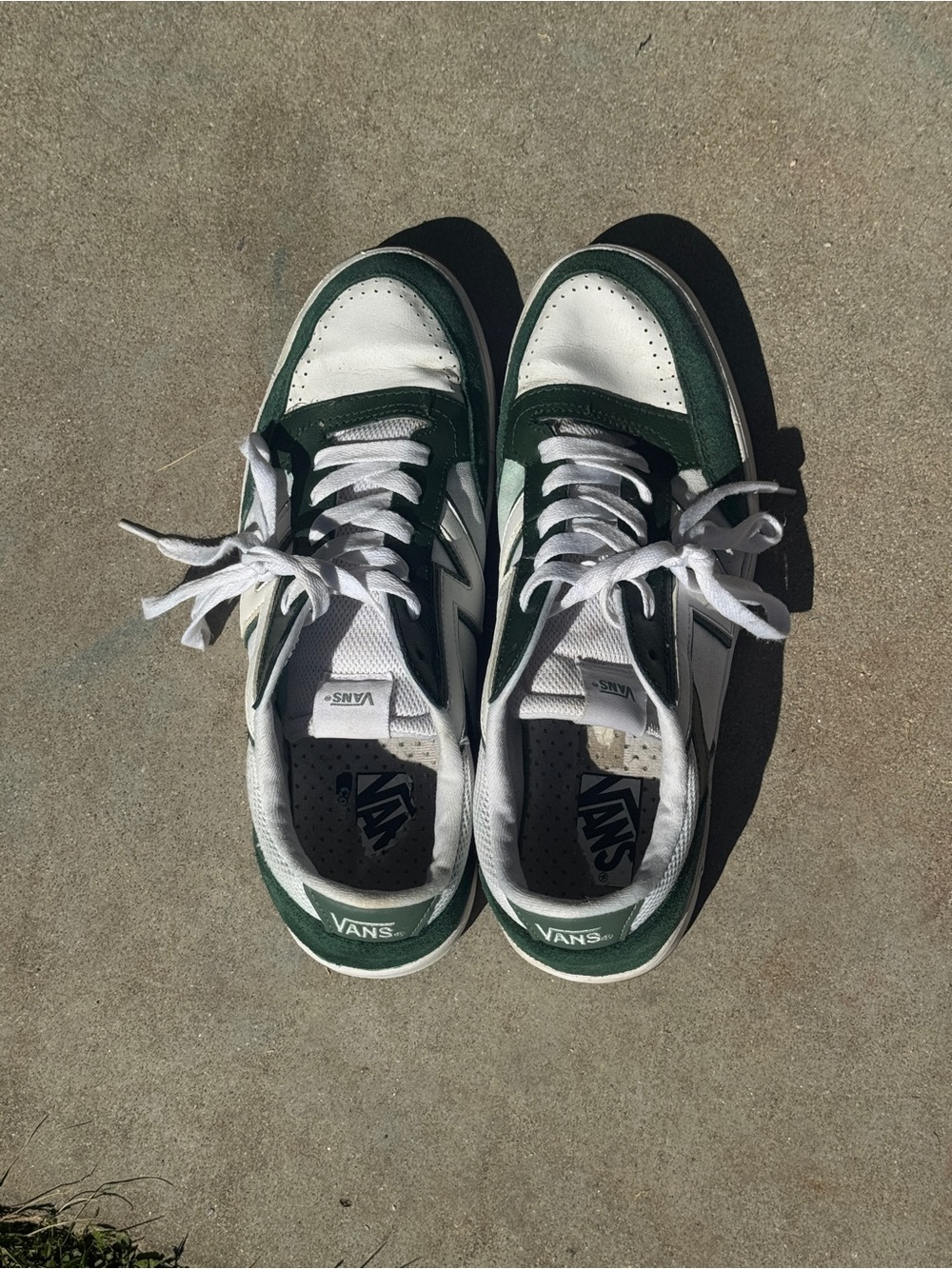 Vans Men's White and Dark Green Low-Top Sneakers 12